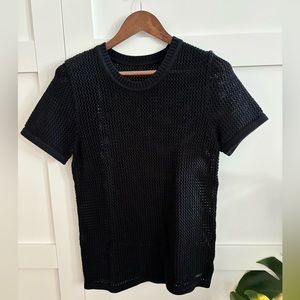 Aritzia - TNA Black Netted Sweater short sleeve M